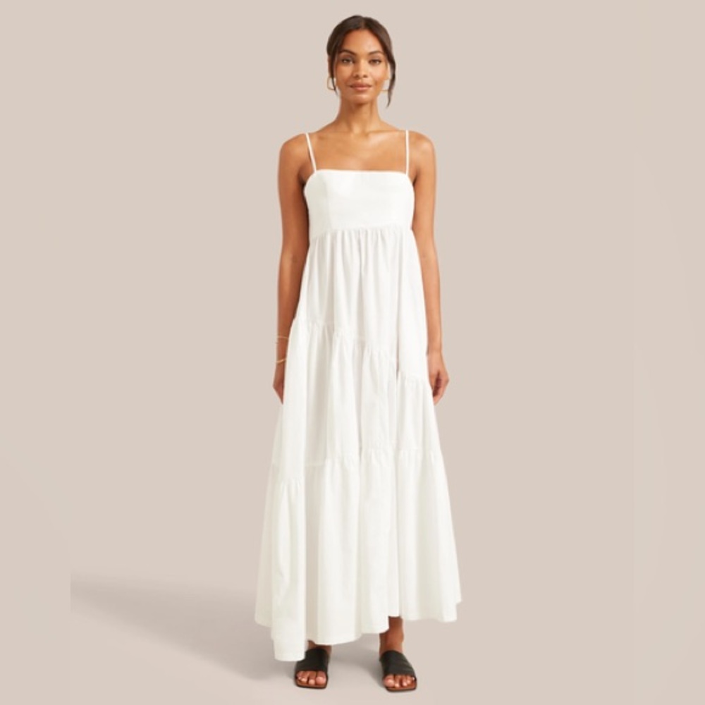MODERN CITIZEN Lena Tiered Maxi Dress White XS